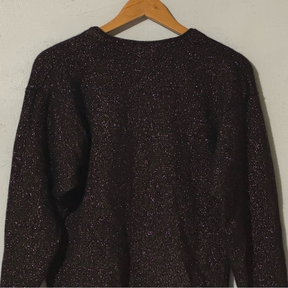 Courtney Rhodes Black Glitter Lambswool-Blend Long Sleeve Longline Sweater Vinta - Picture 5 of 7